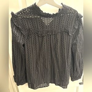Madewell new black long sleeve eyelet top